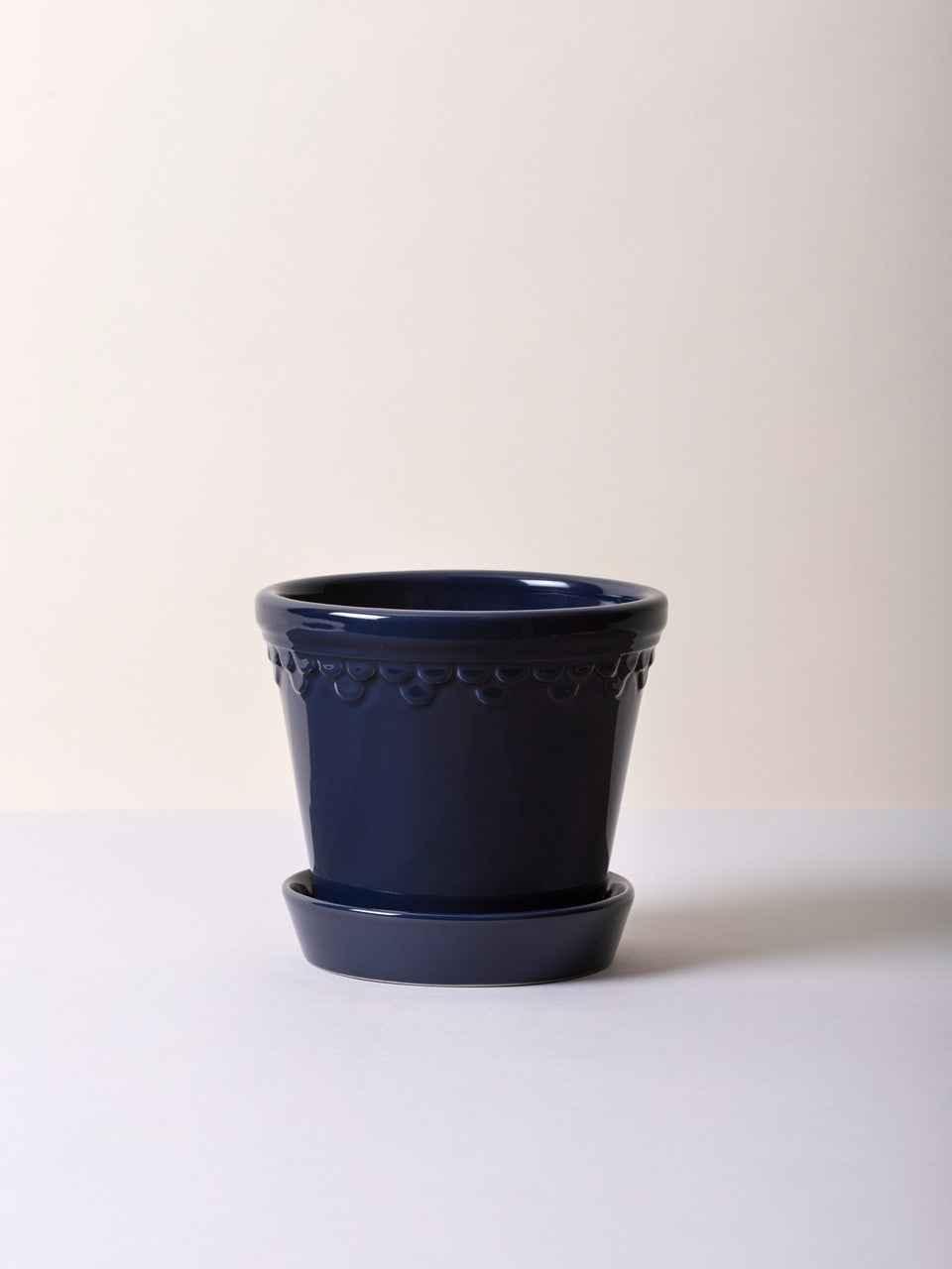 Köpenhamn Glaserad Kruka med Fat, Saphire Blue