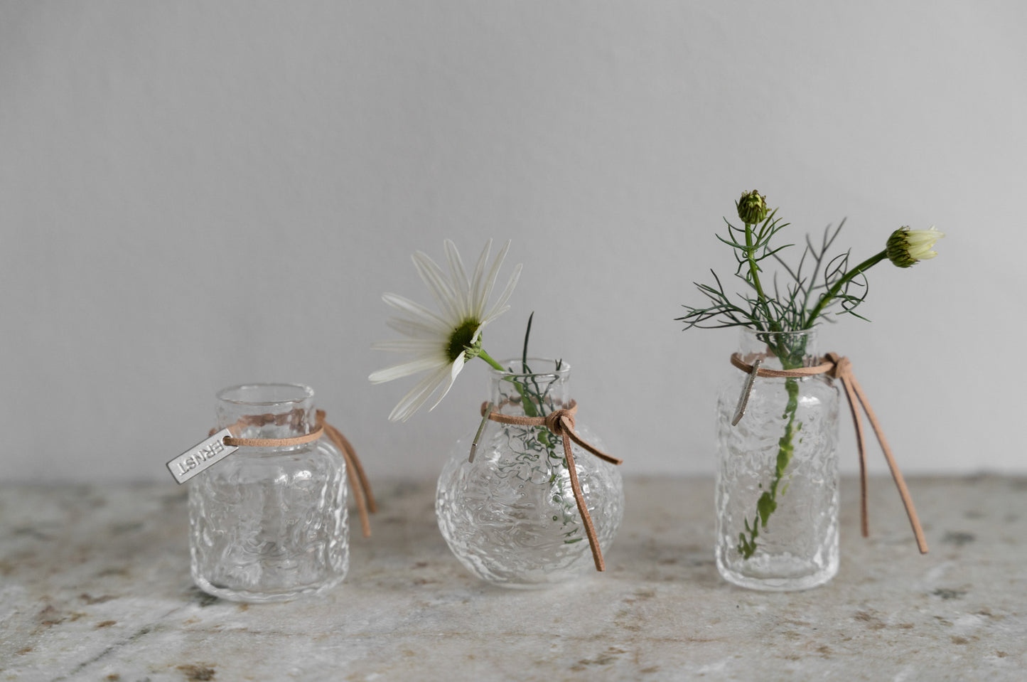 ERNST 3-pack Glasvaser med Struktur, Klarglas