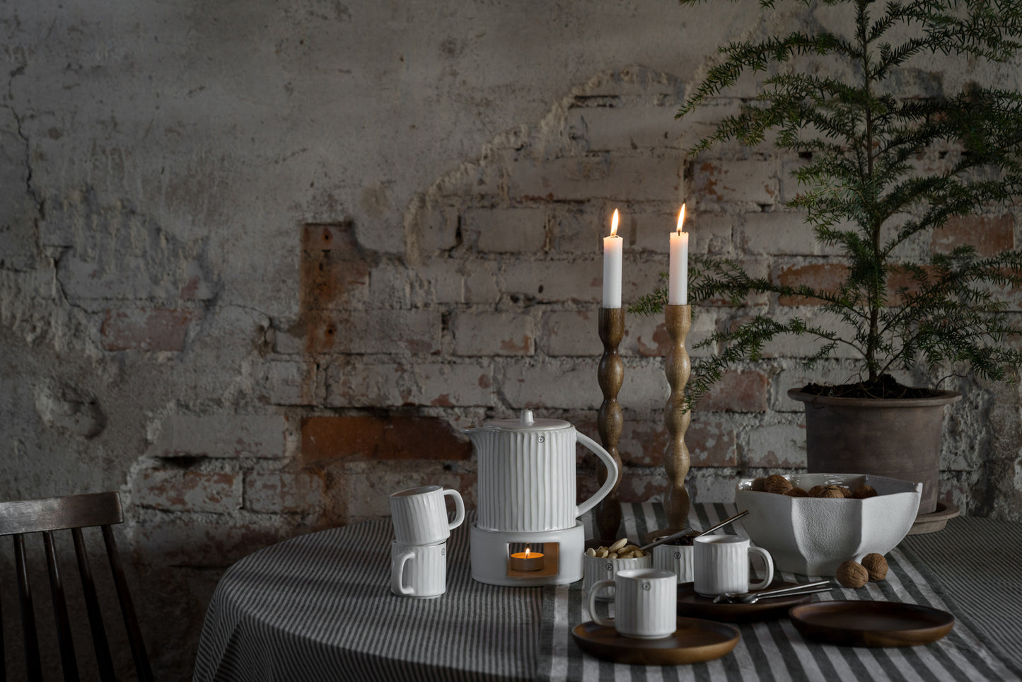 ERNST Duk, Smal Grön Rand, 145x300 cm