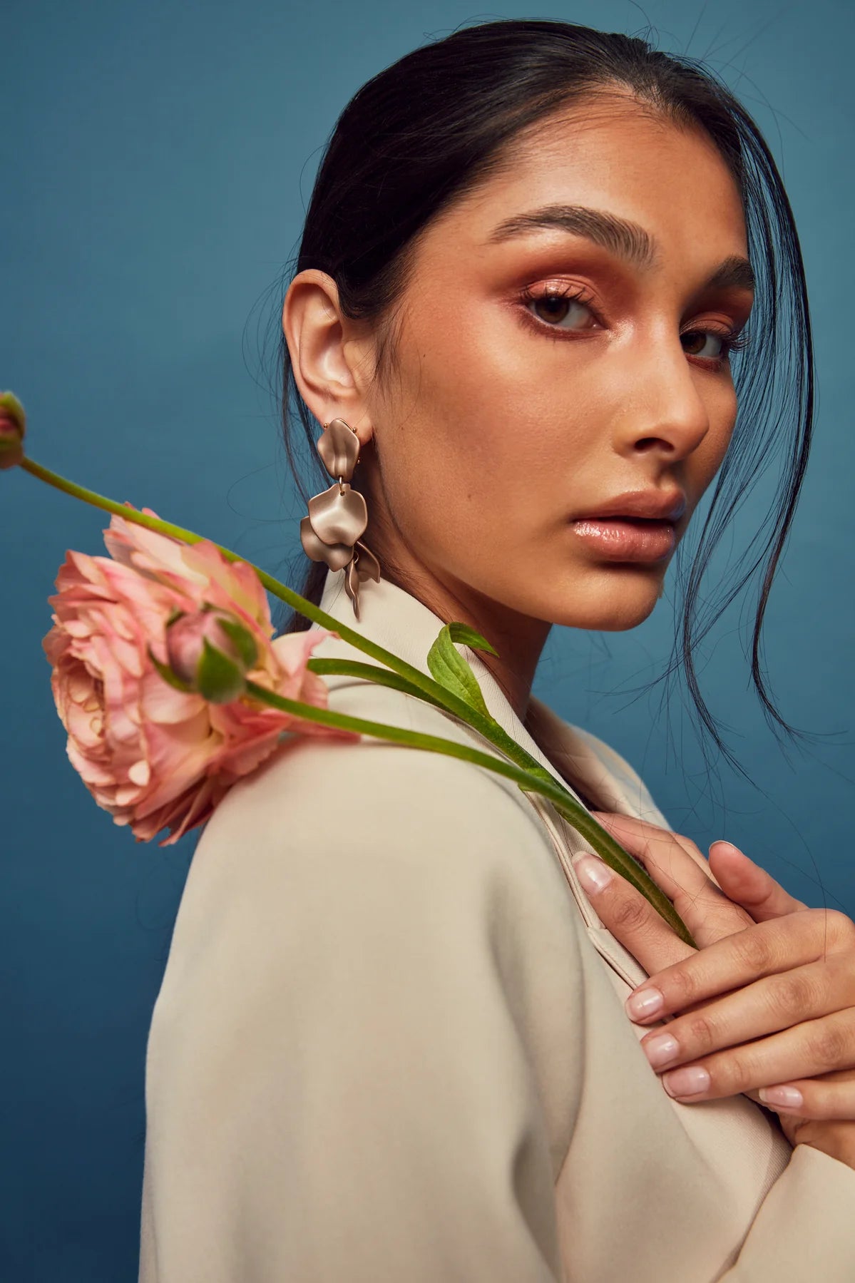 Leaf Örhängen, Pearl Nougat