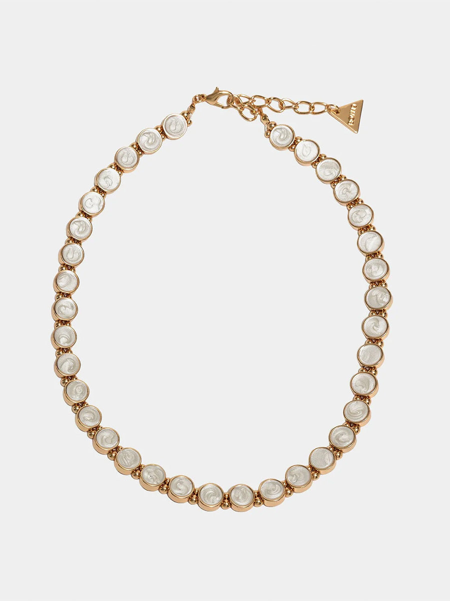 Ava Petite Halsband, Gold w Pearl White