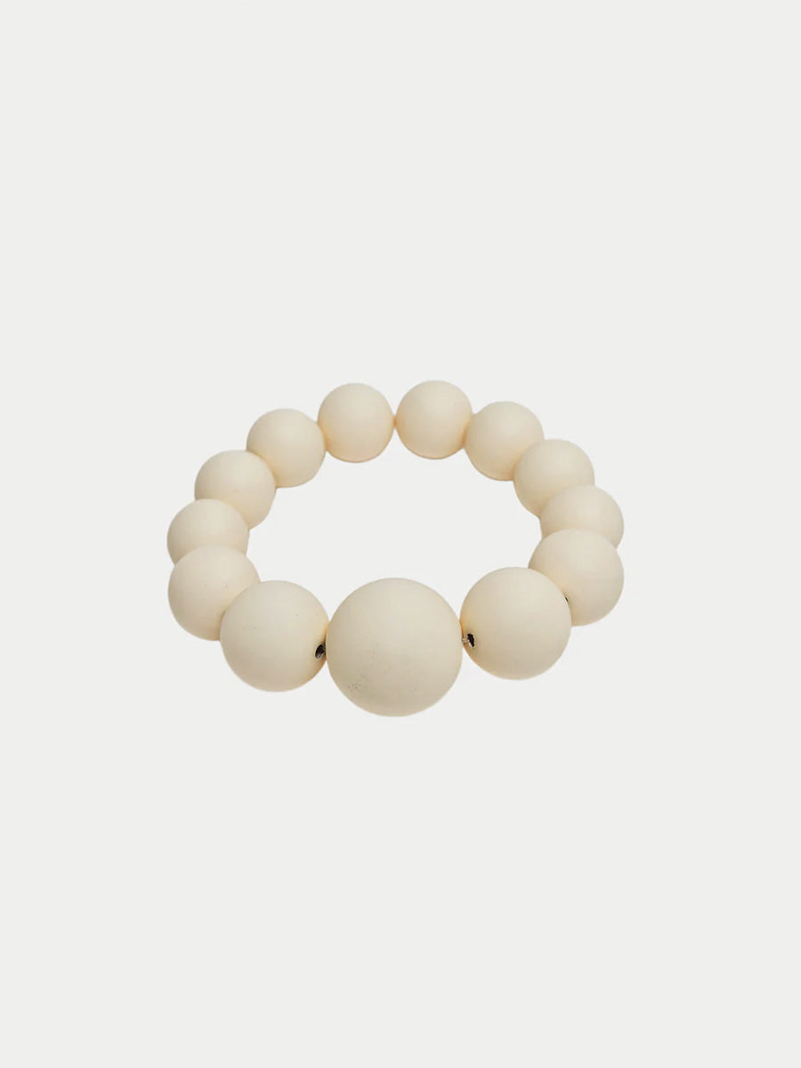 Big Bead Elastiskt Armband, Creme