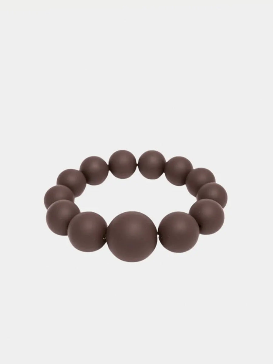 Big Bead Elastiskt Armband, Brown