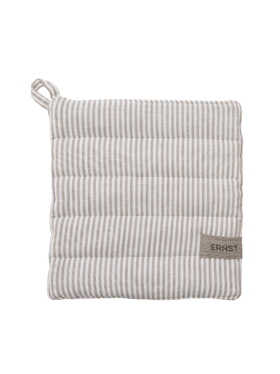 ERNST Grytlapp, Beige/Vit Smal Rand
