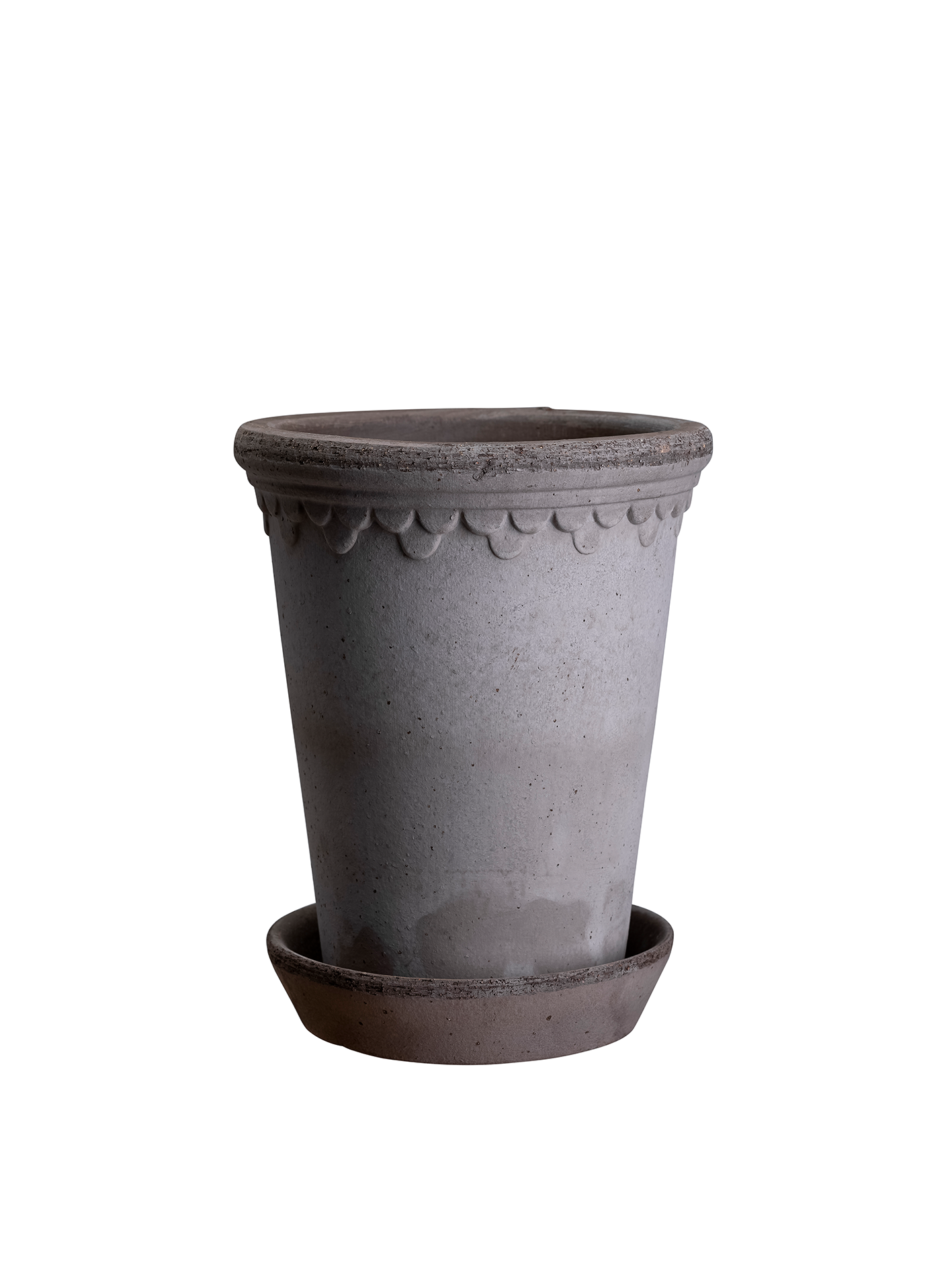 Köpenhamn Hög Kruka med Fat, Raw Grey, 10 cm