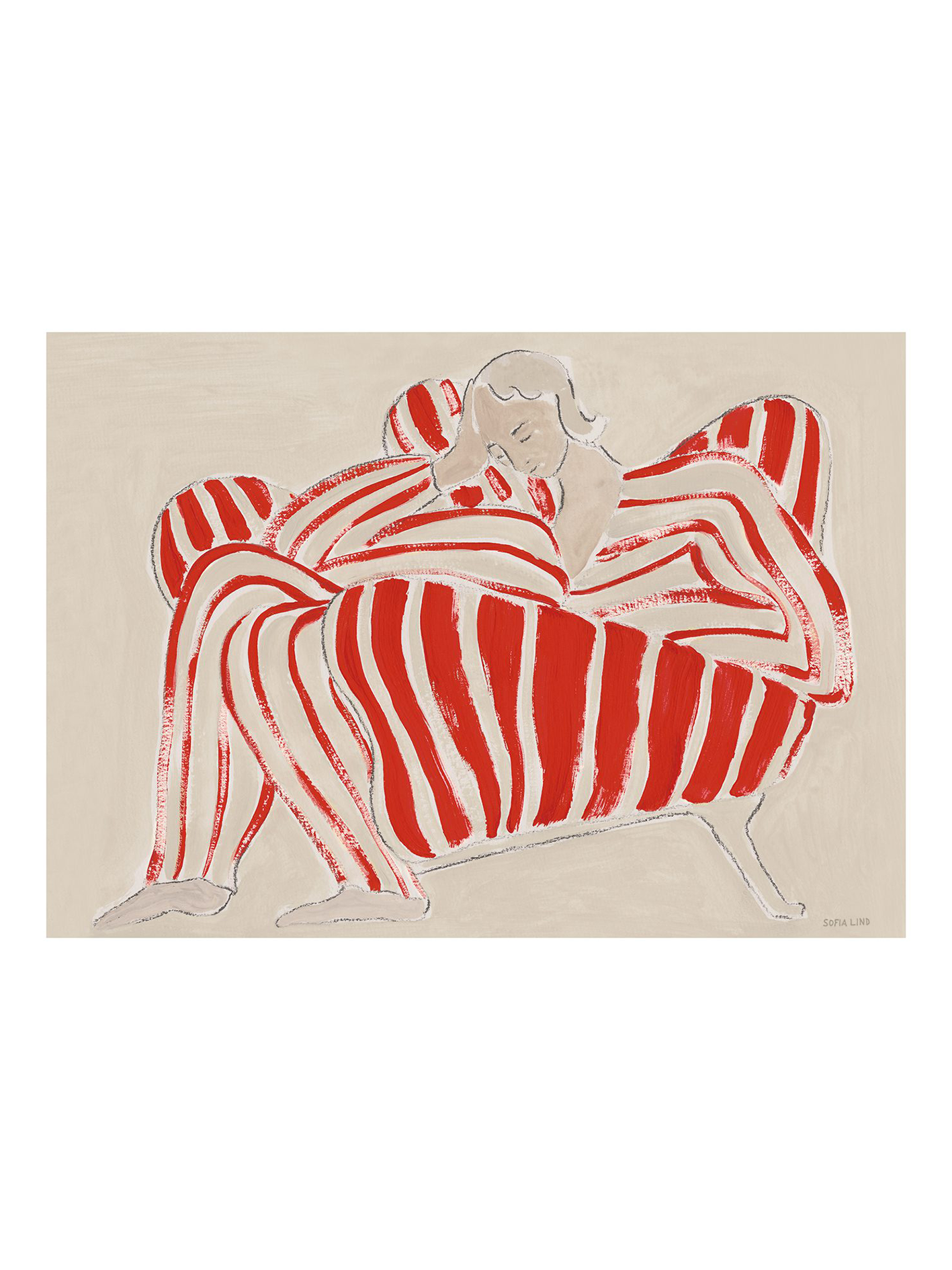 Print Sofia Lind, Red Chair, 50x70 cm