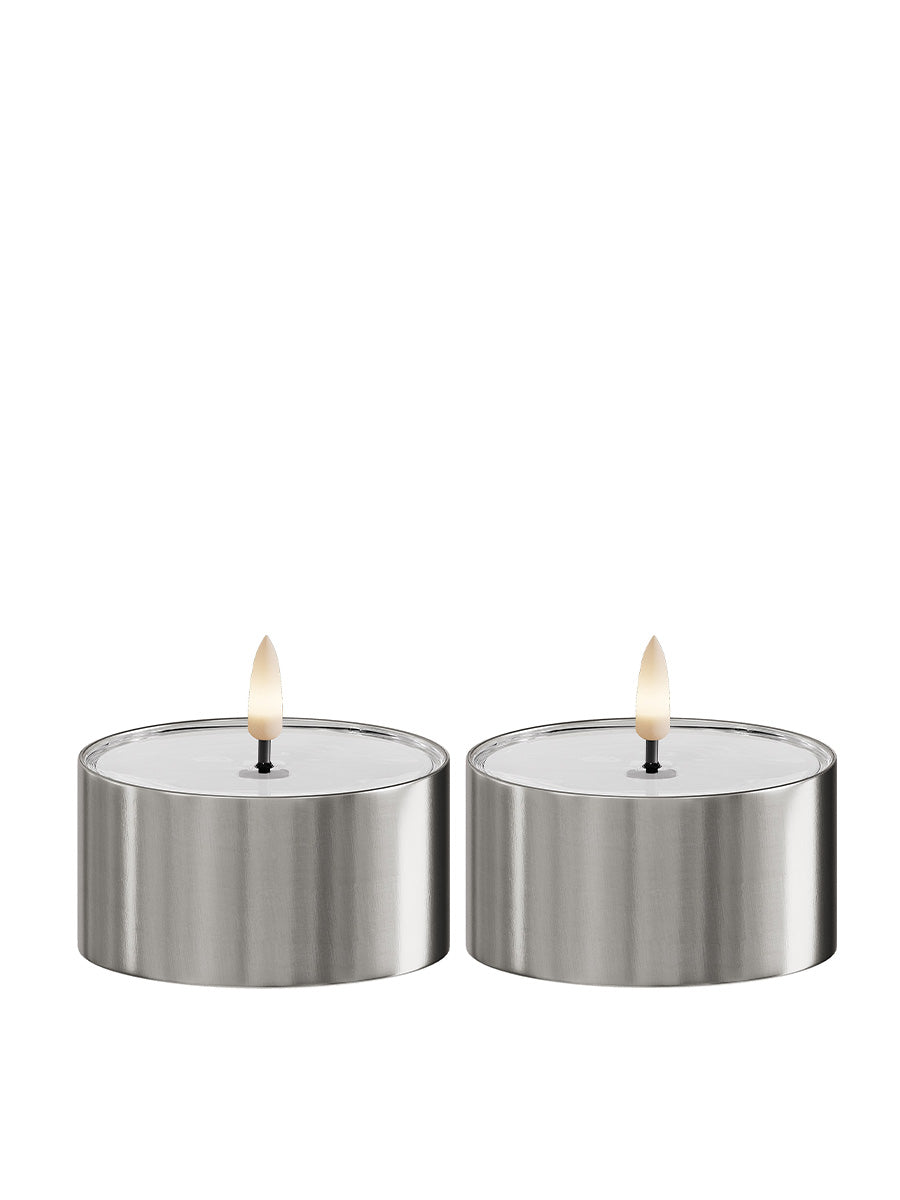Led Värmeljus 8 cm, 2-pack, UTOMHUS, Silver