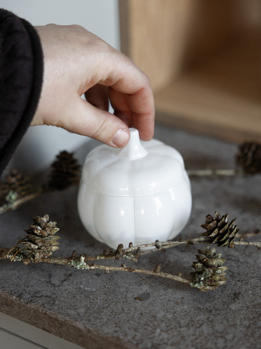 Brehult Pumpa Glasburk med Lock, Vit