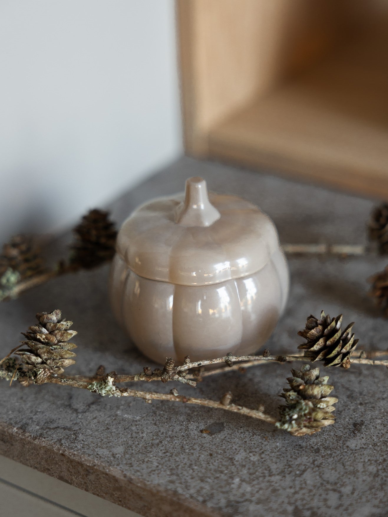 Brehult Pumpa Glasburk med Lock, Beige