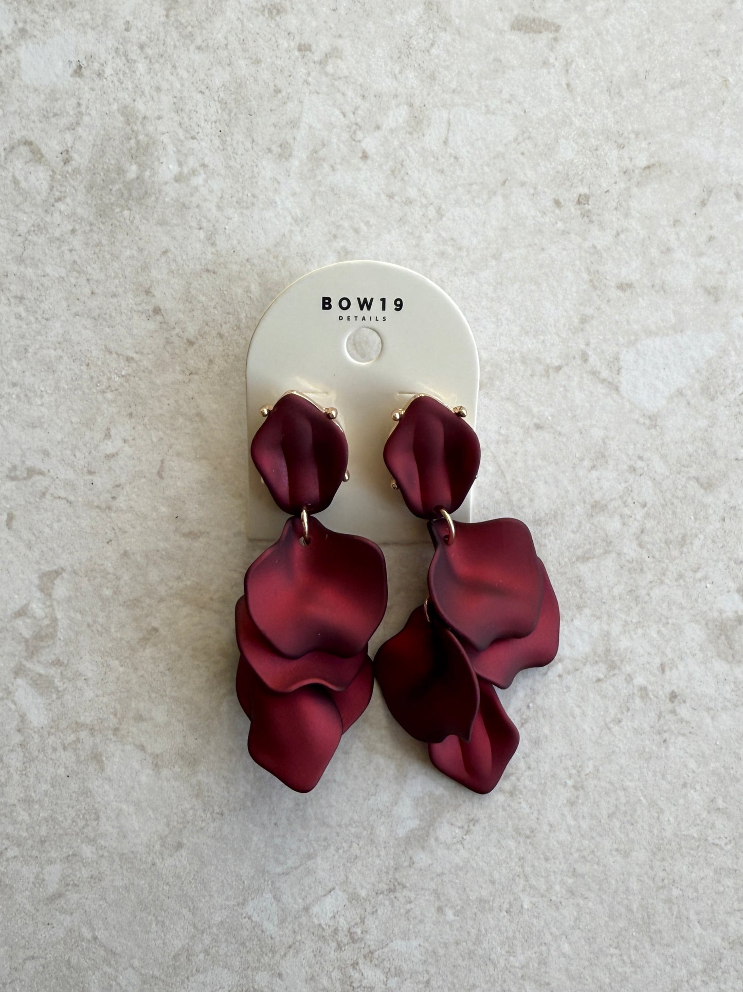 Leaf Örhängen, Metallic Wine Red