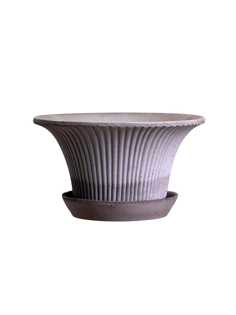 Daisy Kruka med Fat, 25cm, Raw Grey