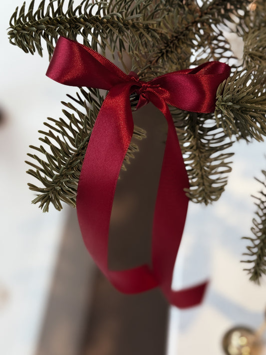 Satinband 25mm x 10 meter, Mörkröd