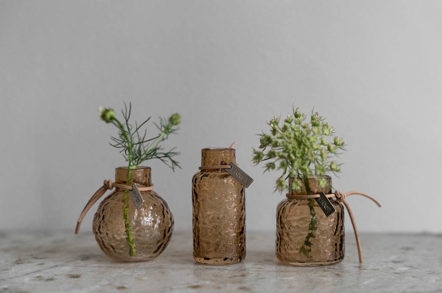 ERNST 3-pack Glasvaser med Struktur, Bärnsten