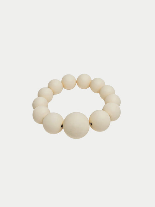 Big Bead Elastiskt Armband, Creme