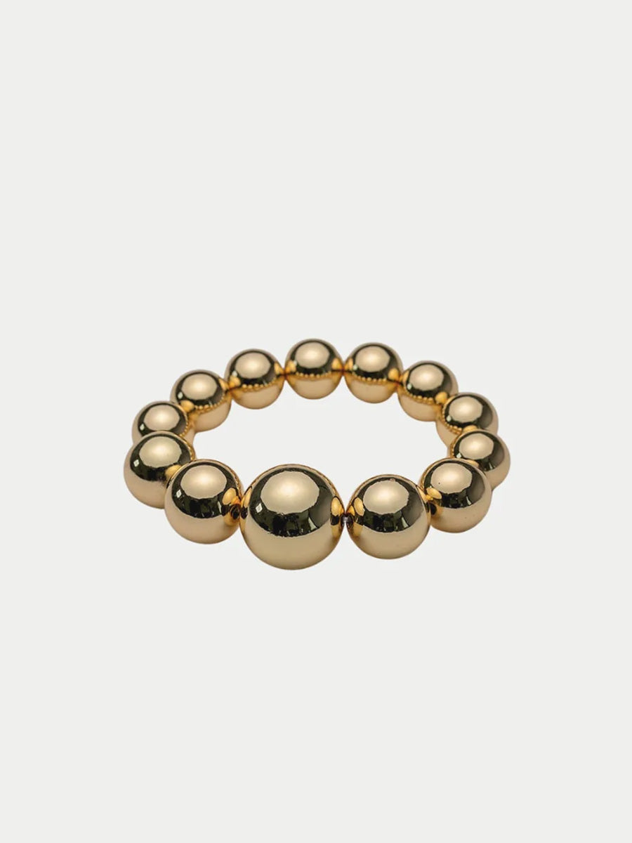 Big Bead Elastiskt Armband, Guld