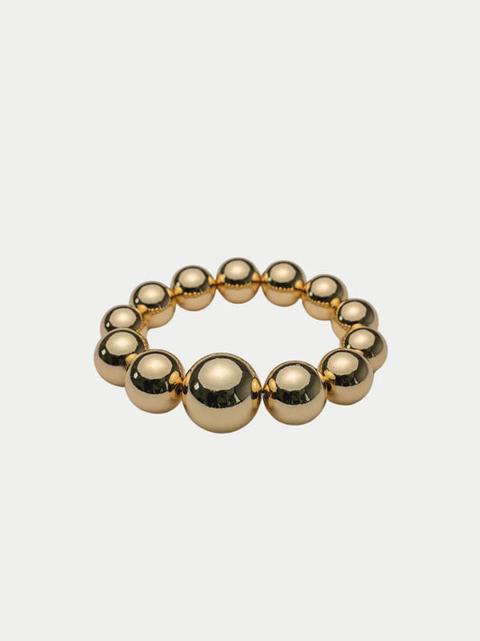 Big Bead Elastiskt Armband, Guld