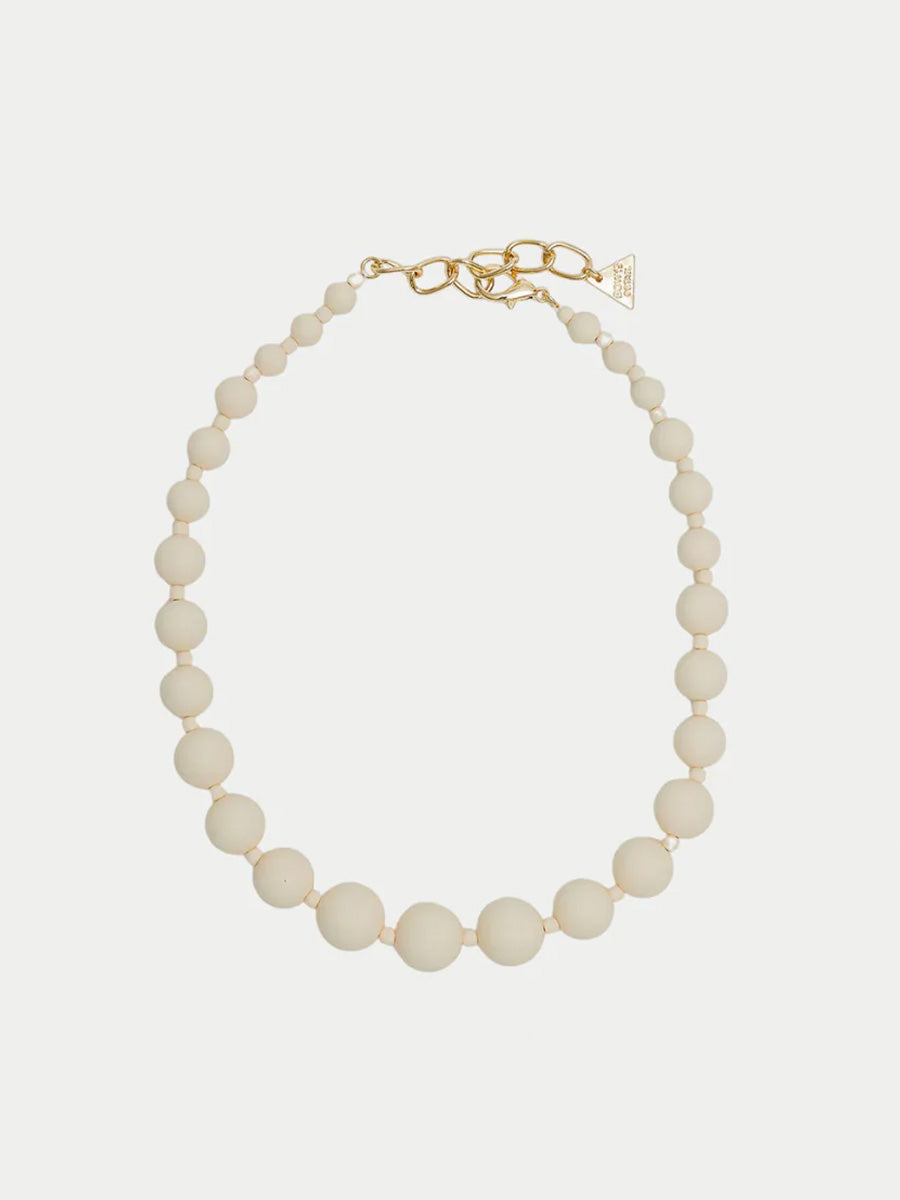 Big Bead Elastiskt Halsband, Creme
