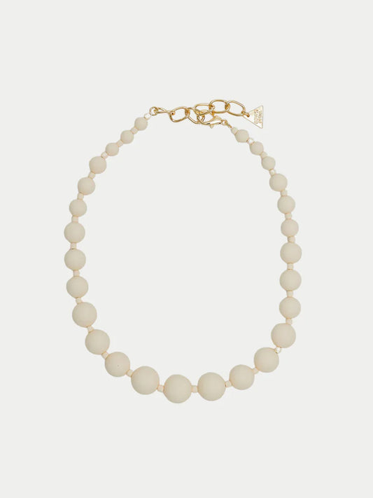 Big Bead Elastiskt Halsband, Creme