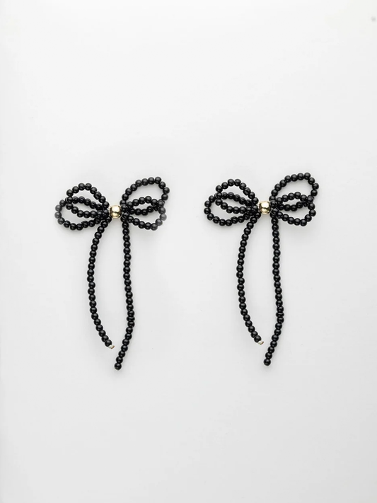 Pearl Bow Örhängen, Svart
