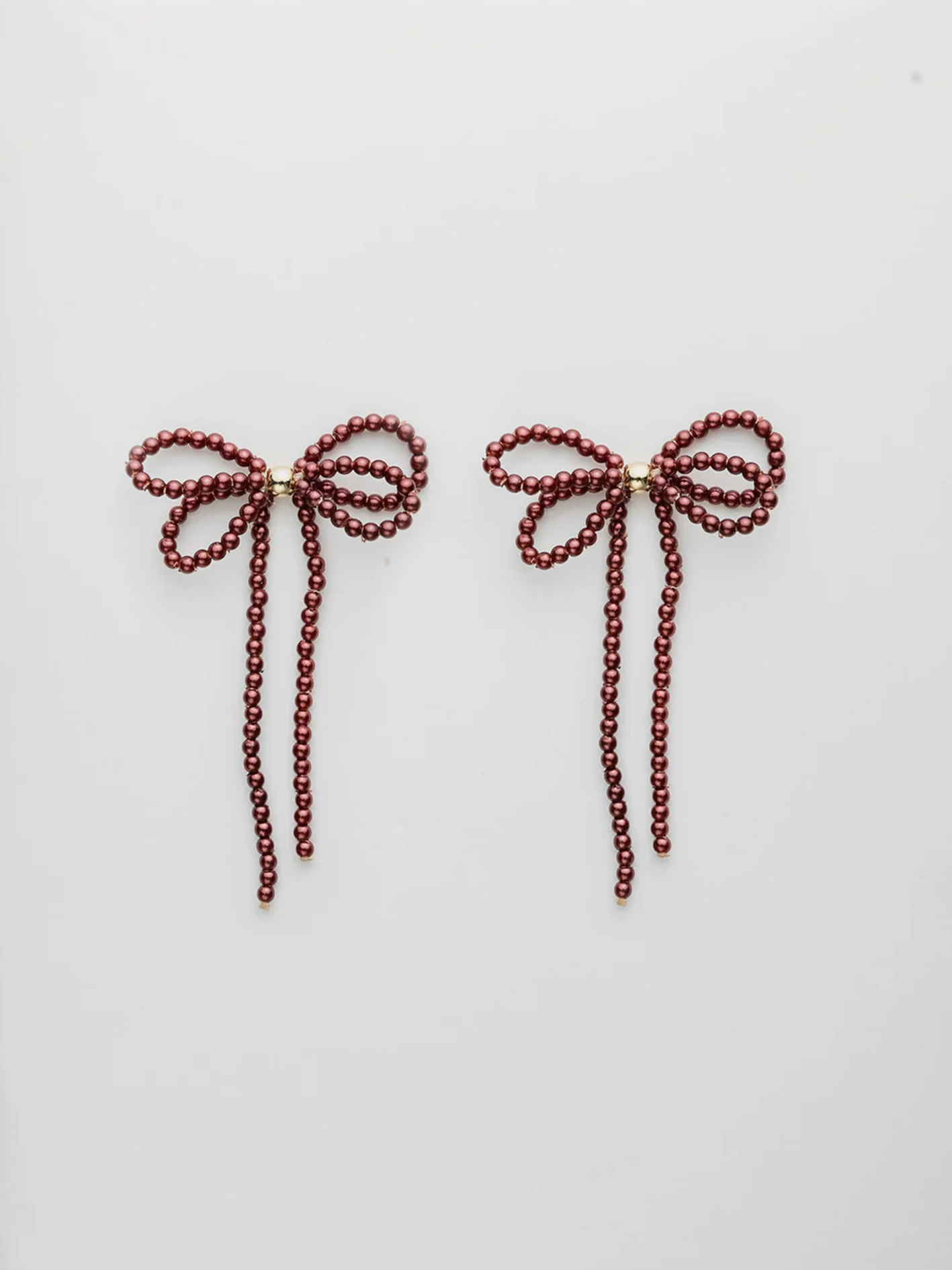 Pearl Bow Örhängen, Burgundy