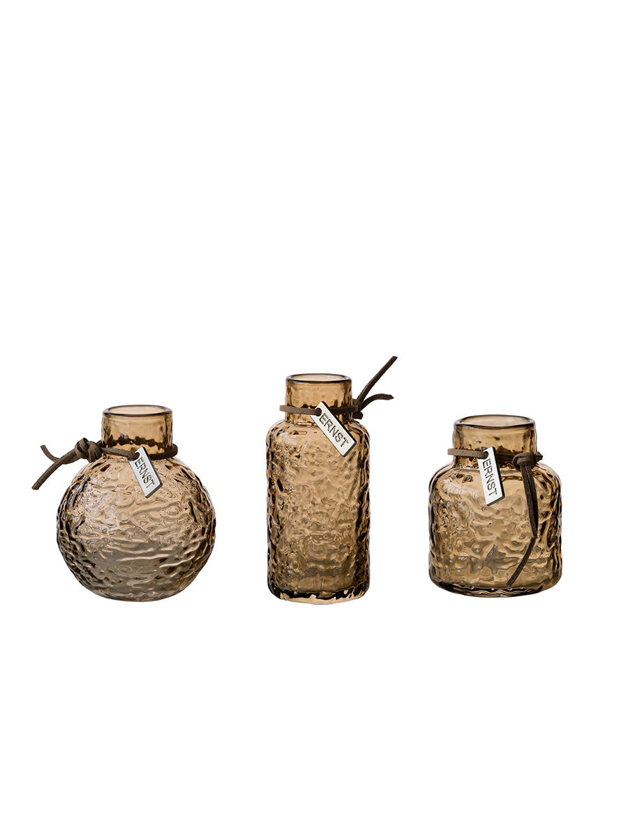 ERNST 3-pack Glasvaser med Struktur, Bärnsten