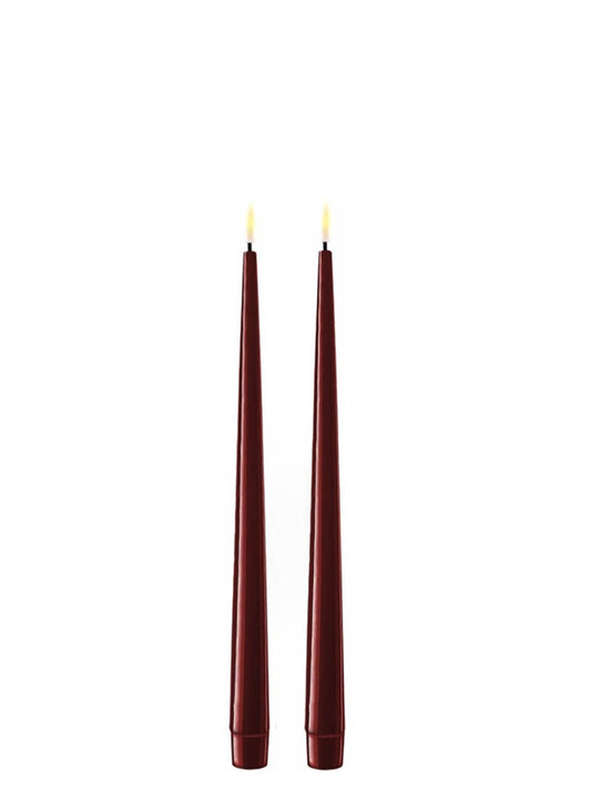 Real Flame Lackade Ljus 28cm, Mörkröda, 2-pack