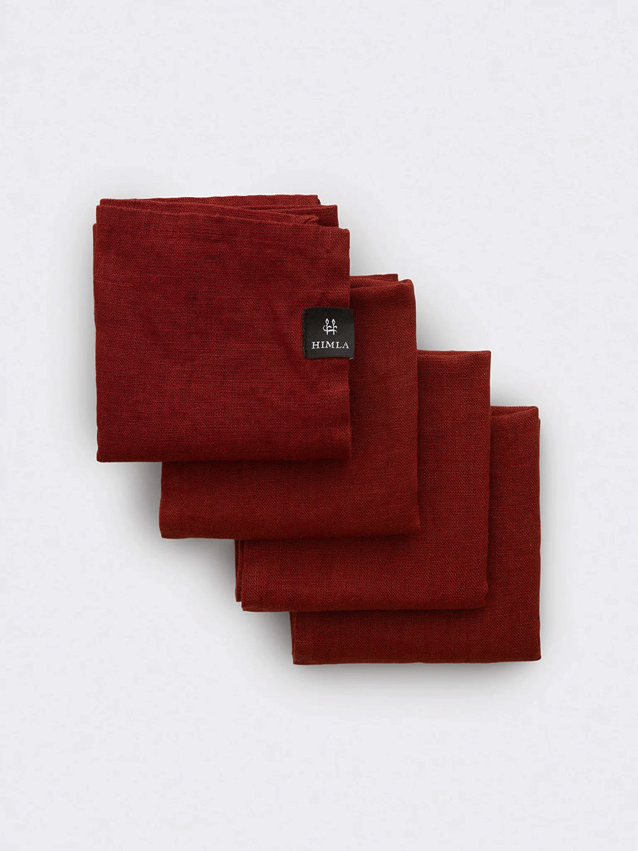 Himla Linneservetter 4-Pack, Lingonberry, 45x45 cm
