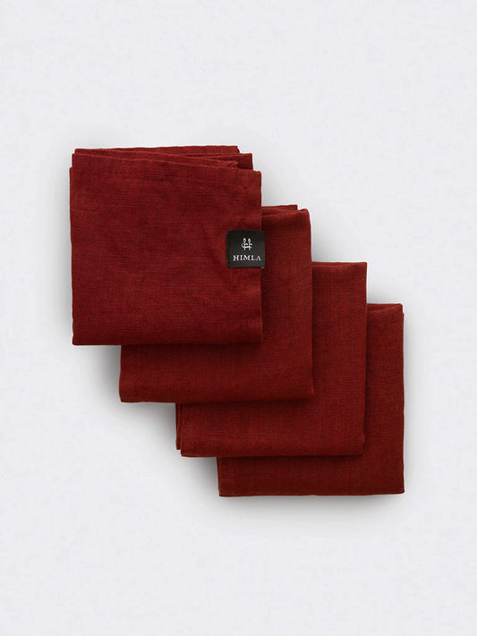 Himla Linneservetter 4-Pack, Lingonberry, 45x45 cm