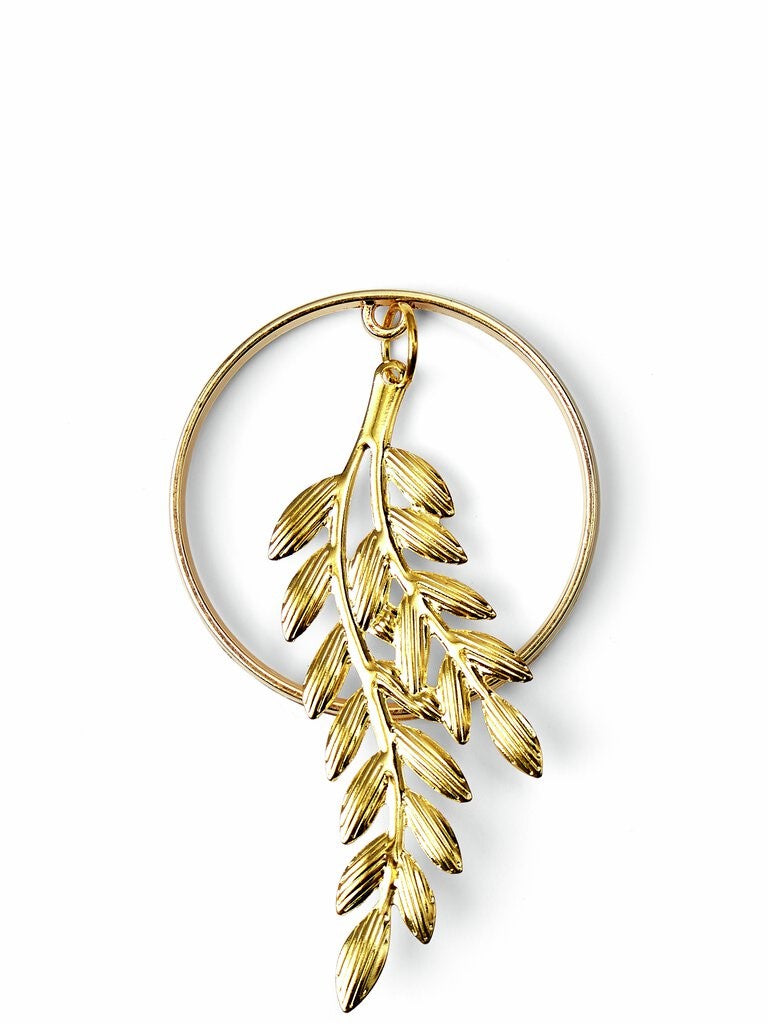 Servettringar Hängande Blad, 4-pack, Guld