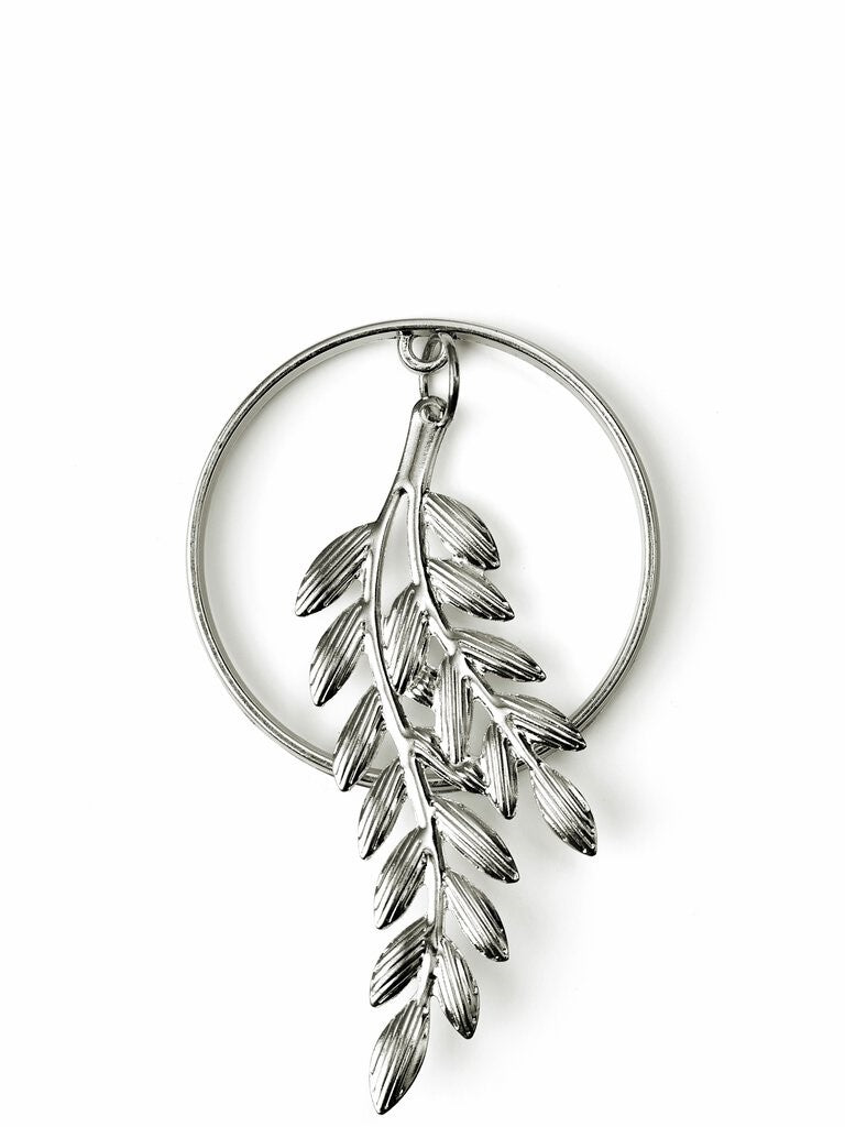 Servettringar Hängande Blad, 4-pack, Silver