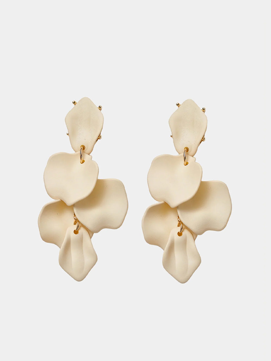 Leaf CLIP-ON Örhängen, Matt Creme