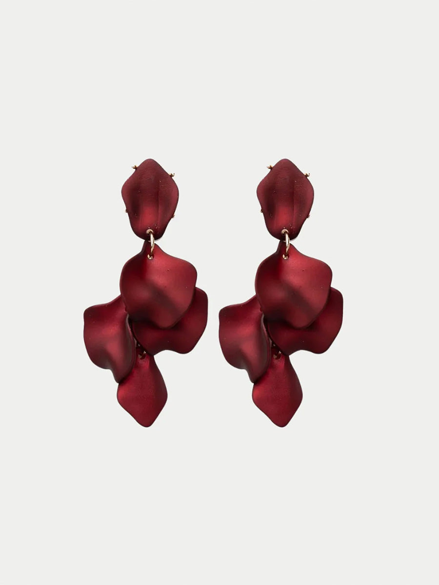 Leaf Örhängen, Metallic Wine Red