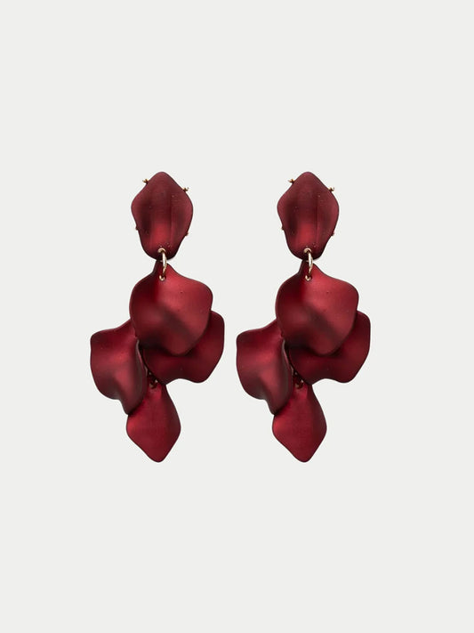 Leaf Örhängen, Metallic Wine Red
