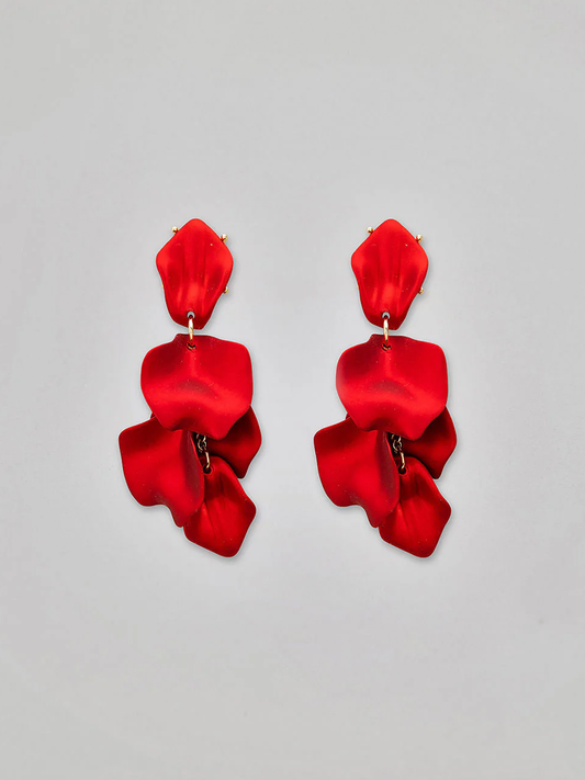 Leaf Örhängen, Metallic Red