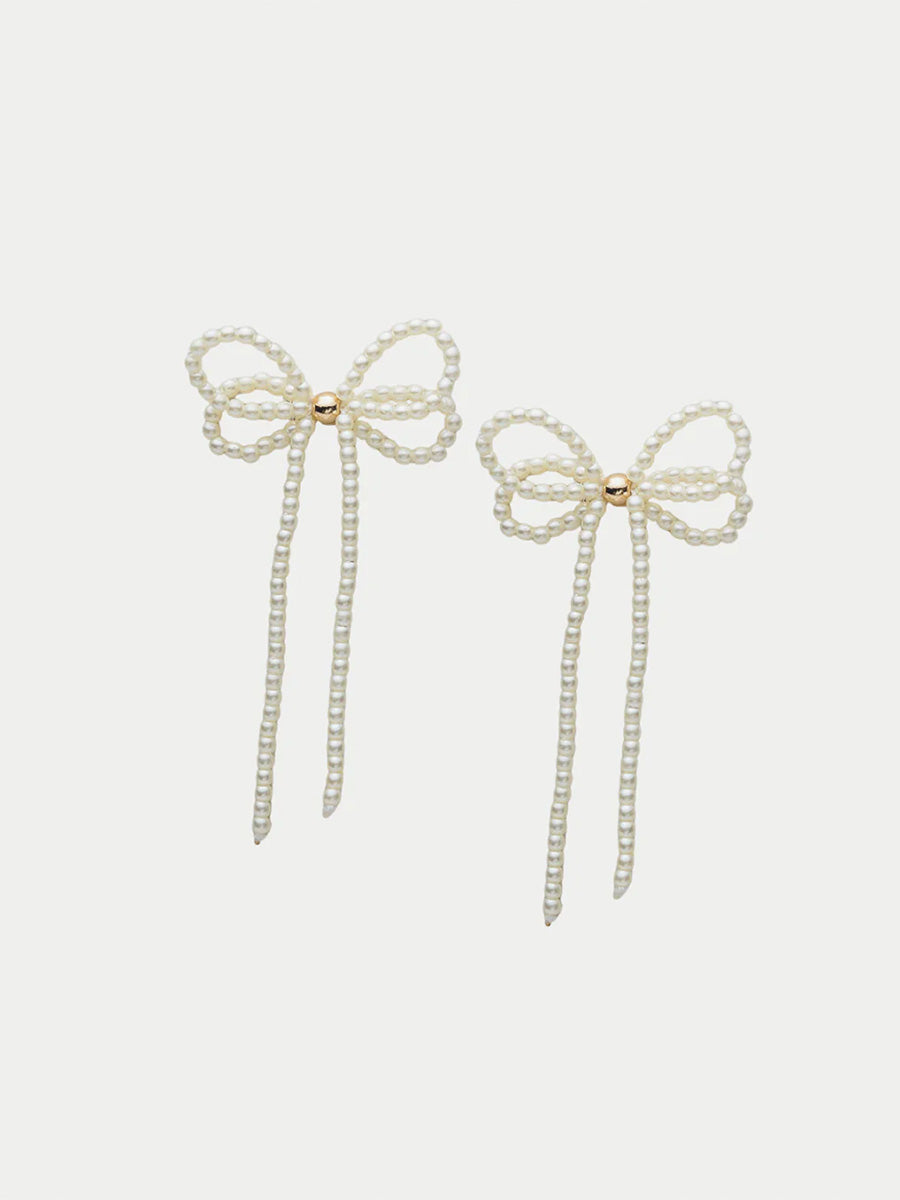Pearl Bow Örhängen, Pearl White