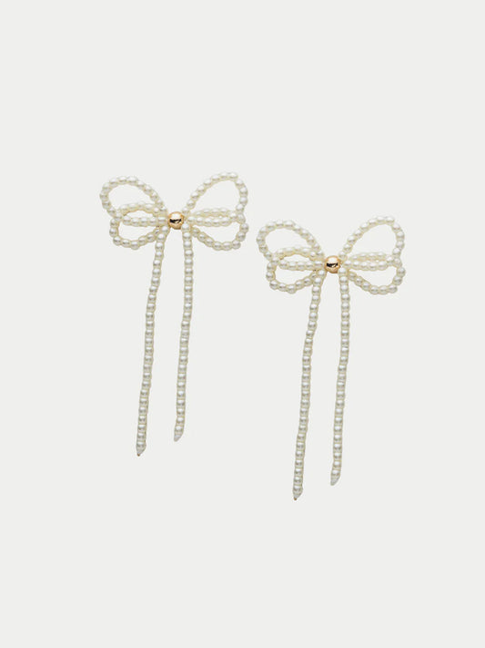 Pearl Bow Örhängen, Pearl White