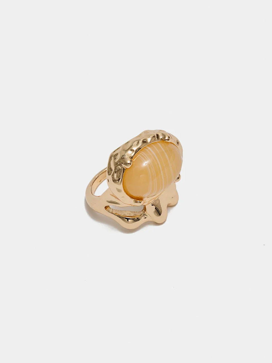Pom Stone Ring, Gold Sand Marble