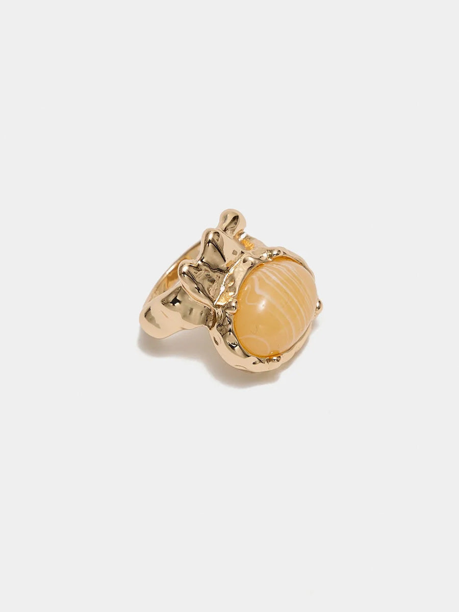 Pom Stone Ring, Gold Sand Marble