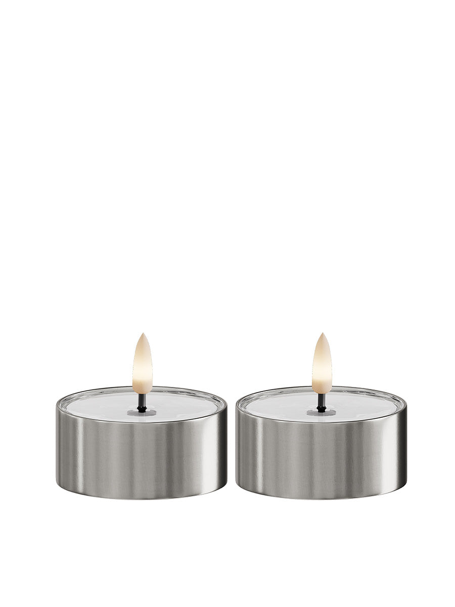 Led Värmeljus 6,7 cm, 2-pack, UTOMHUS, Silver