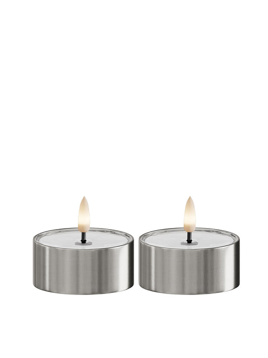 Led Värmeljus 6,7 cm, 2-pack, UTOMHUS, Silver