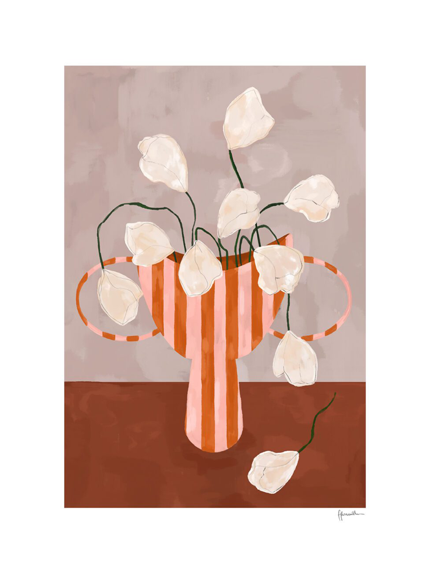 Print Frankie Penwill, White Flowers, 50x70 cm